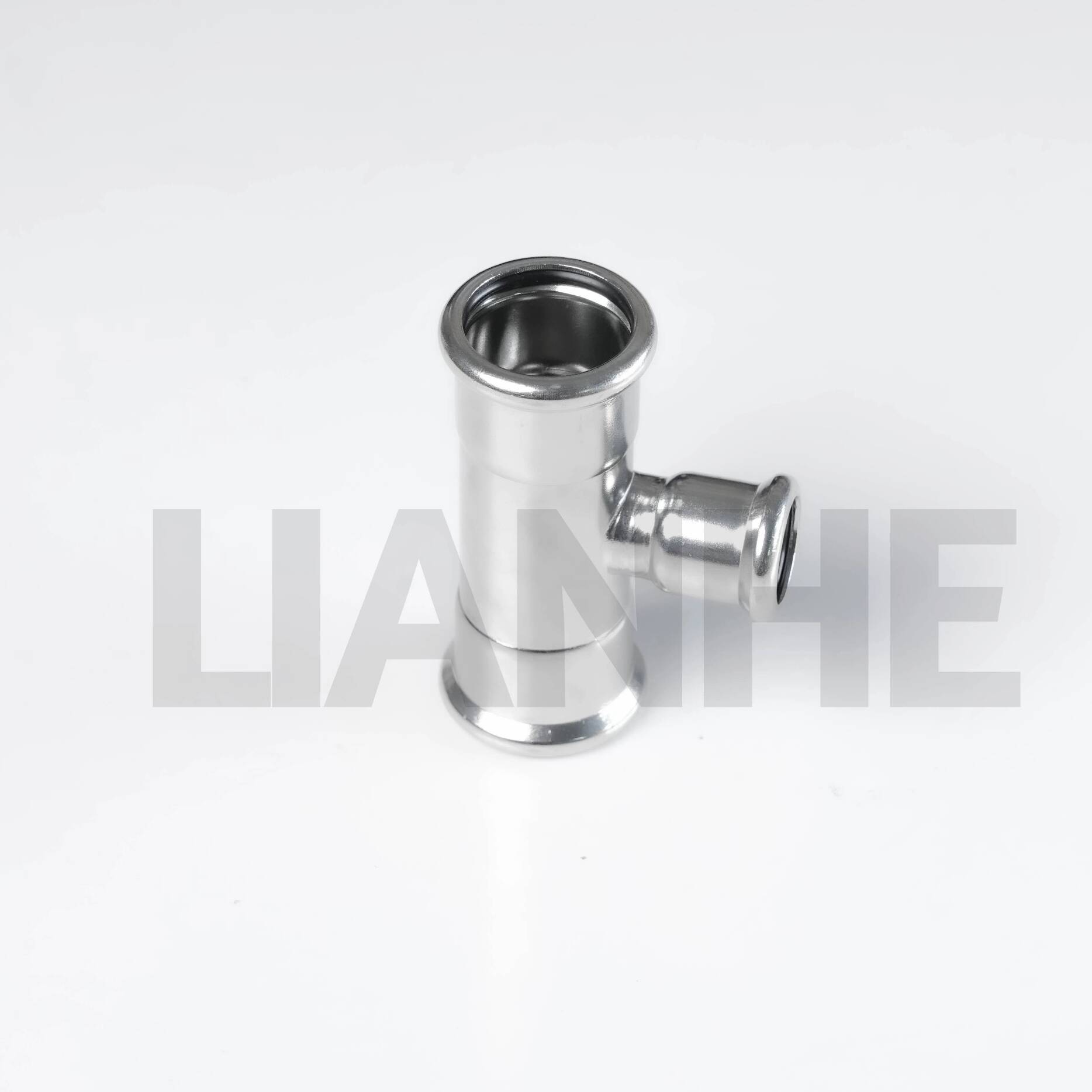 Højrent rustfrit stål 304/316L reduktions-T-pressefittings til væskesystemer
