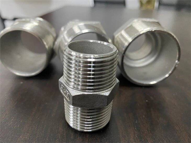 Rustfrit stål gevind sekskantet nippel